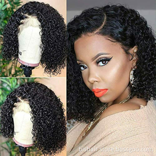 Brazilian bob wigs pre plucked 150 density Brazilian Curly Wave Short Lace Front Human Hair Wig Bob Afro Kinky Curly Frontal Wig